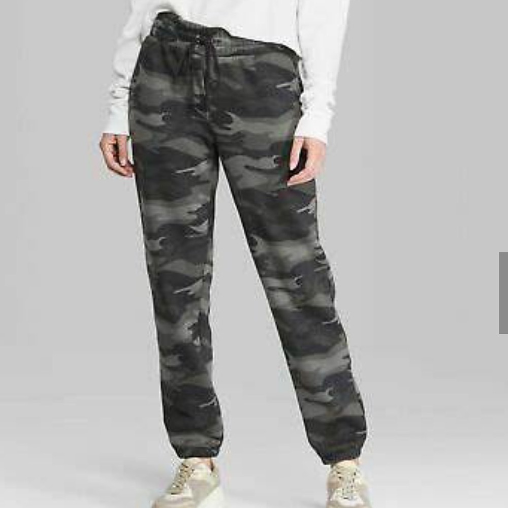 Wild Fable Camo Drawstring Sweatpants Green Size Small